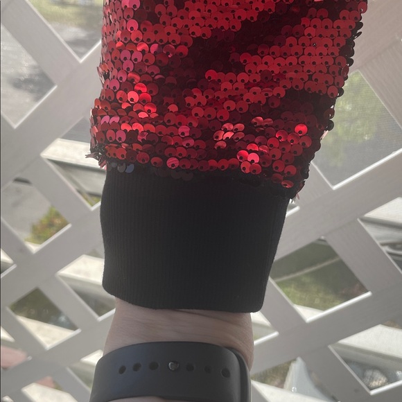 Allegra K Sequin Zip-Front Bomber Jacket - Picture 7 of 12